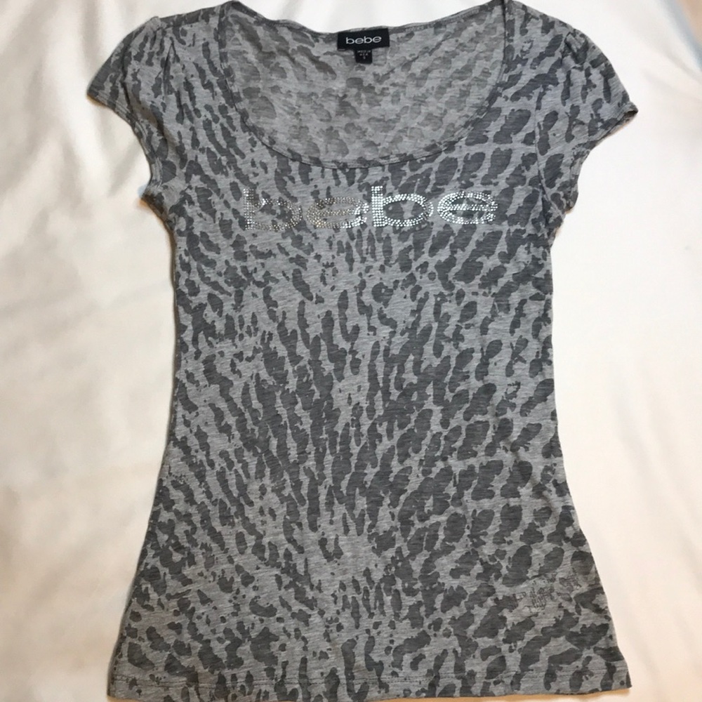 Bebe sheer leopard style rhinestone top! *NWOT perfect condition* Sz Small